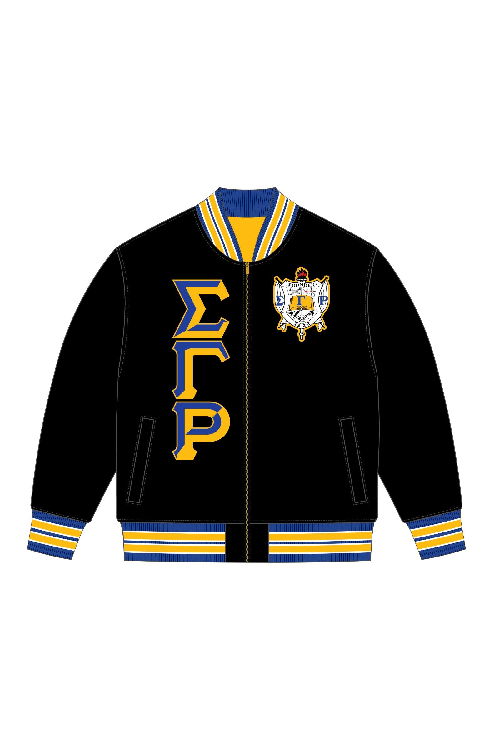 SGRho Vintage Letter Satin Bomber