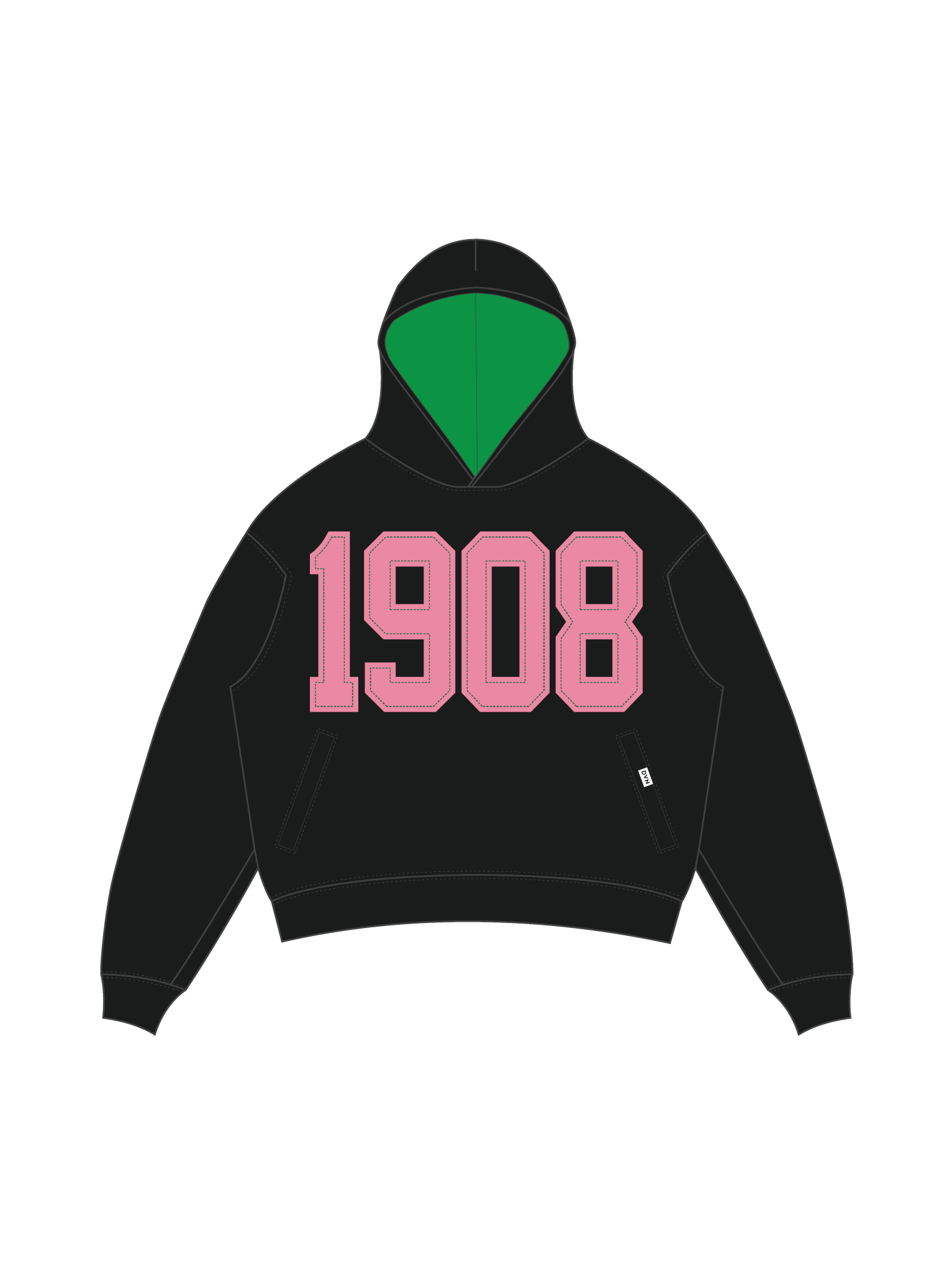 Hooded Sweatshirt Black 1908 Sweatshirt AKA Legacy Pullover Black