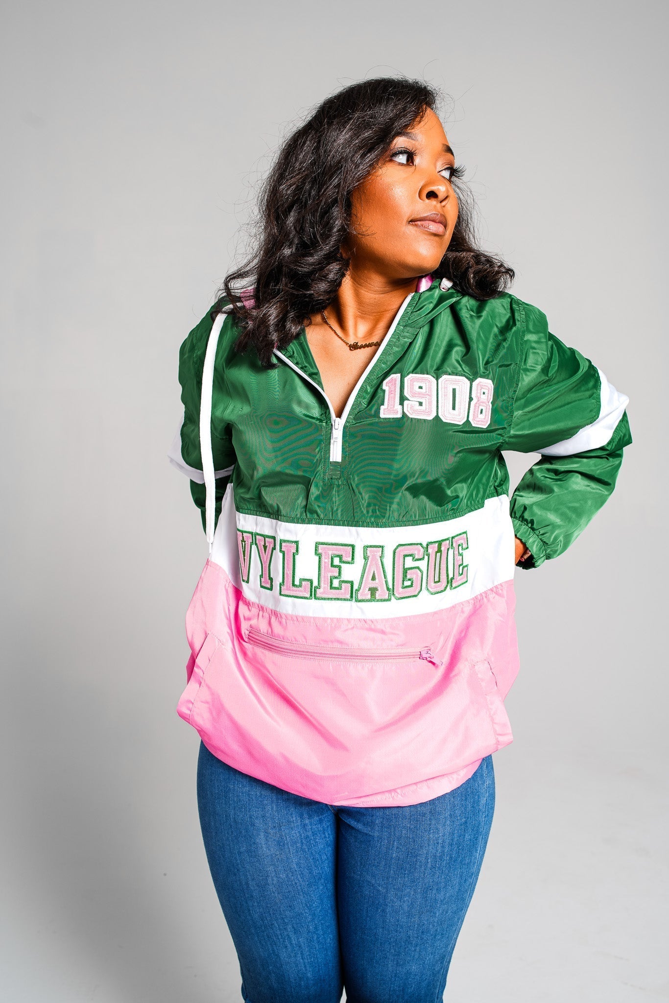 AKA OG Tri - Color Windbreaker - Final Model - Green/Pink - Size S - DVN