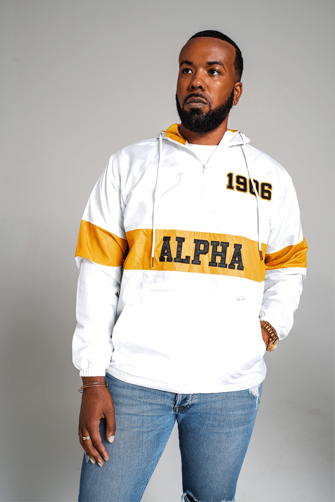 Alpha OG Tri - Color White Windbreaker - Size L - DVN