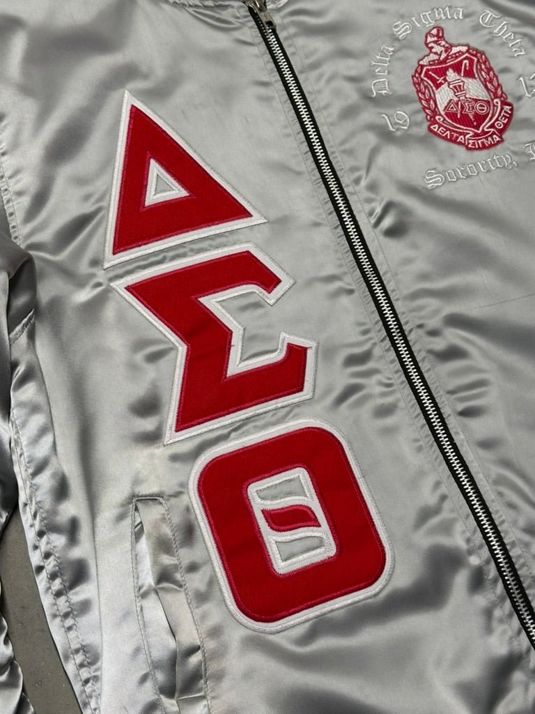 Delta OG Satin Bomber Jacket - Silver - Size XL - DVN