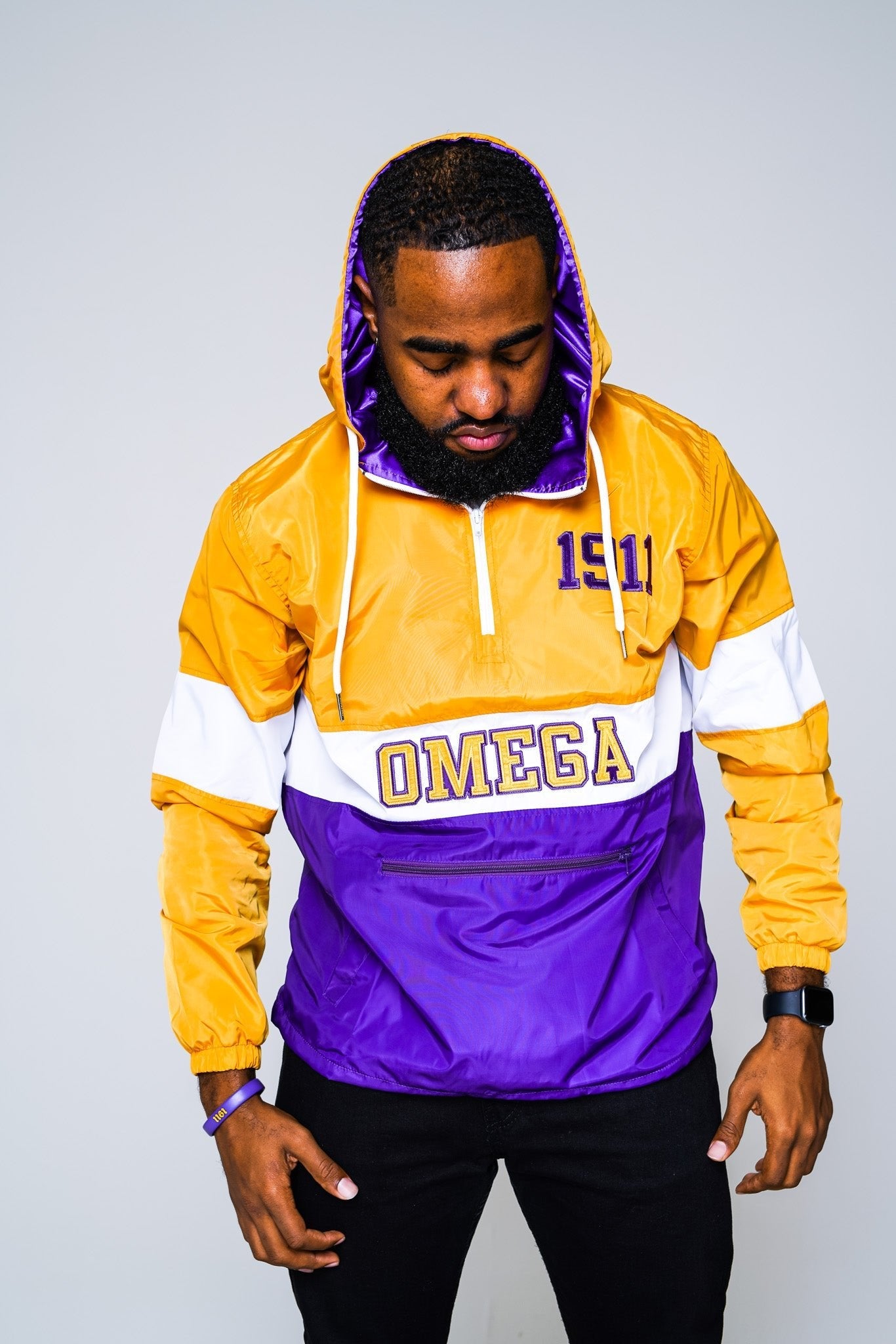 Omega OG Tri - Color Gold/Purple Windbreaker - Size L - DVN