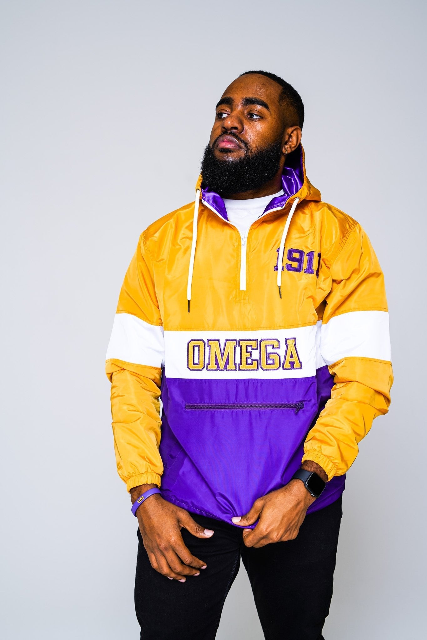 Omega OG Tri - Color Gold/Purple Windbreaker - Size L - DVN