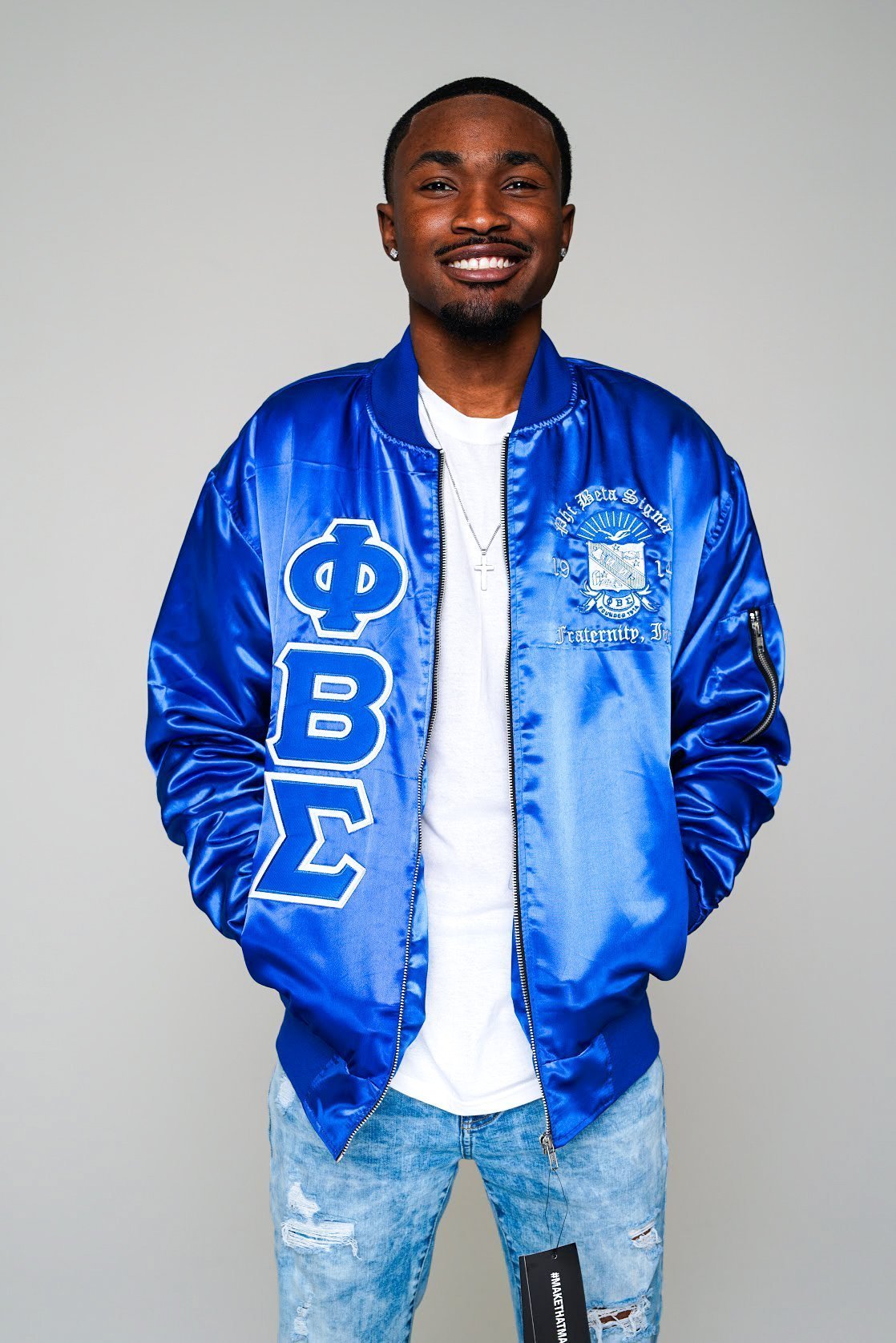 Sigma OG Satin Bomber Jacket - Blue - Size L - DVN