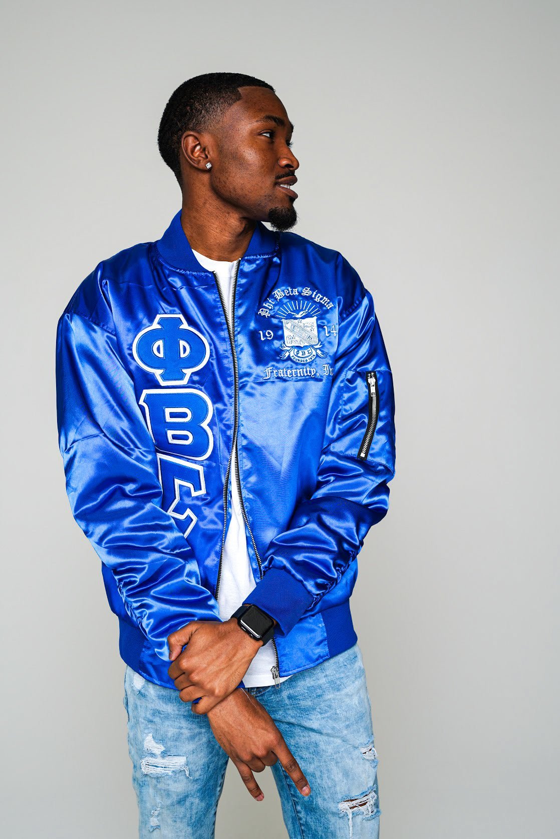 Sigma OG Satin Bomber Jacket - Blue - Size L - DVN