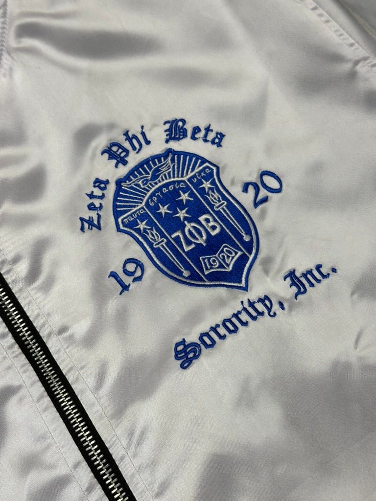 Zeta OG Satin Bomber Jacket - White - Size XL - DVN