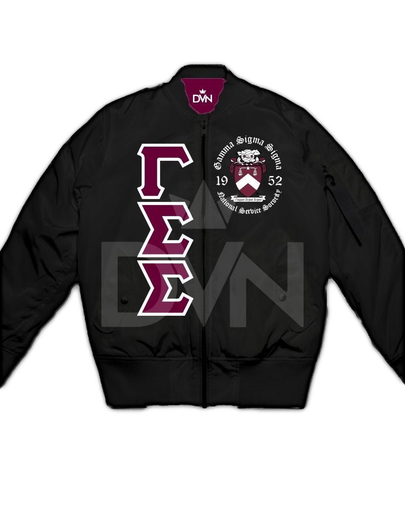 Gamma Sigma Sigma Satin Bomber Jacket - DVN Co.