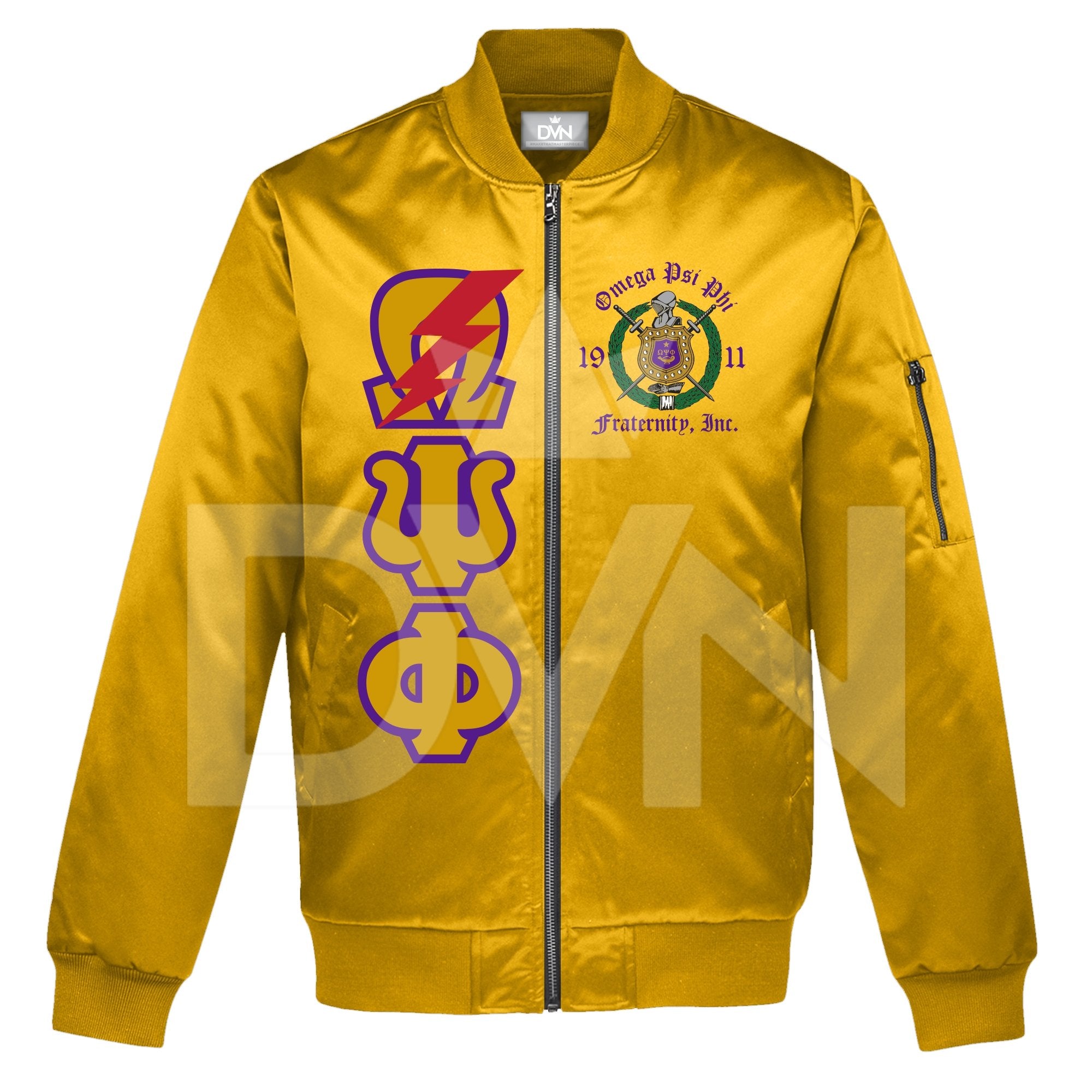 Omega Psi Phi Satin Bomber Jacket (Custom) - DVN Co.
