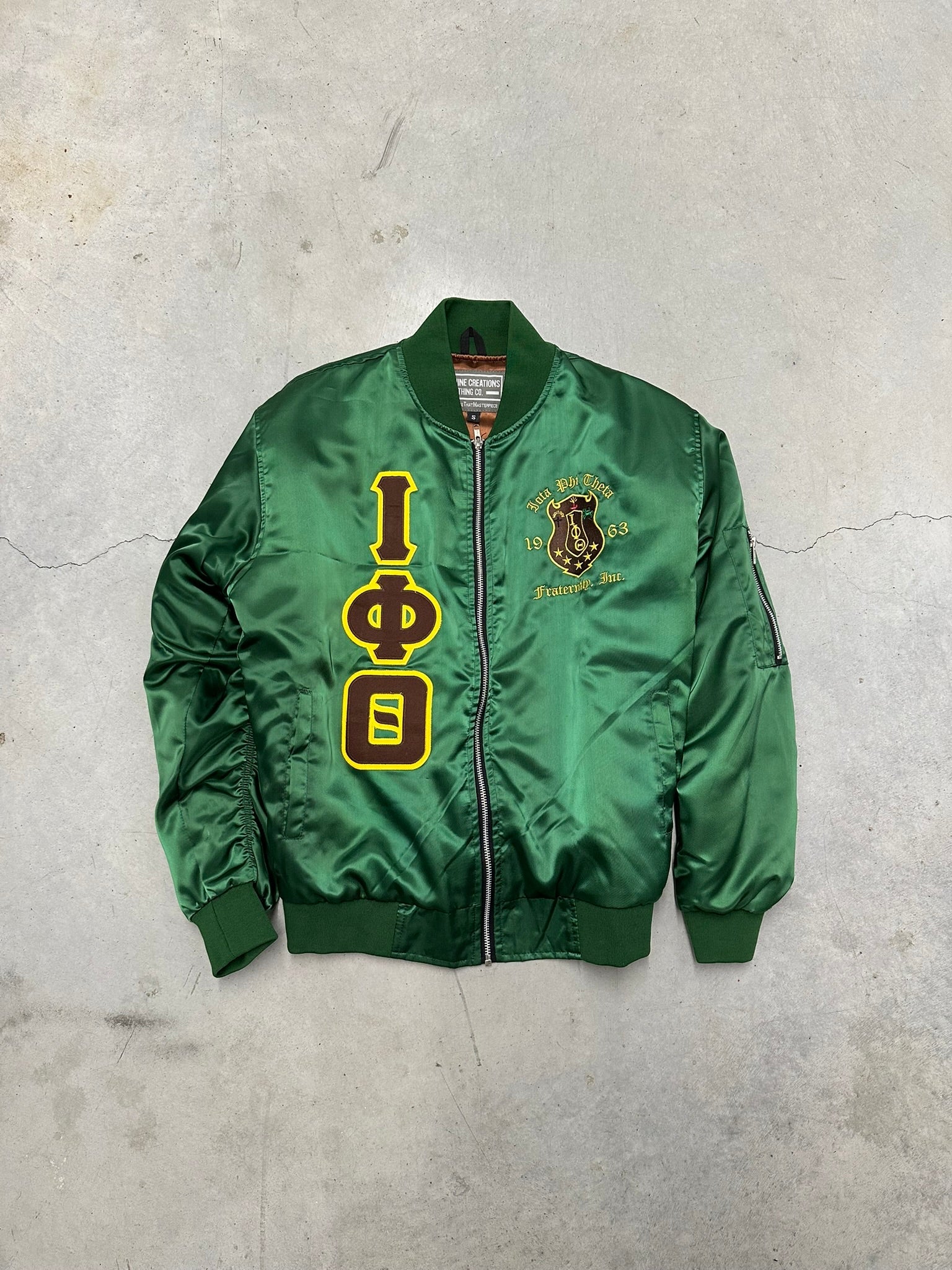 Iota OG Satin Bomber Jacket - Green - Size S - DVN