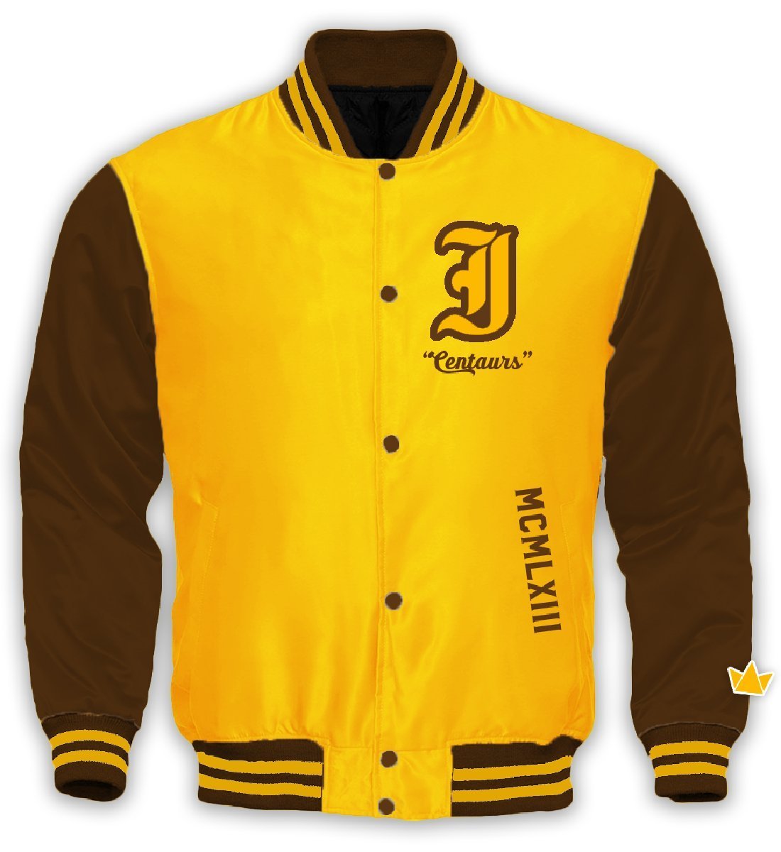 Iota Varsity Satin Baseball Jacket - Gold - Size Small - DVN