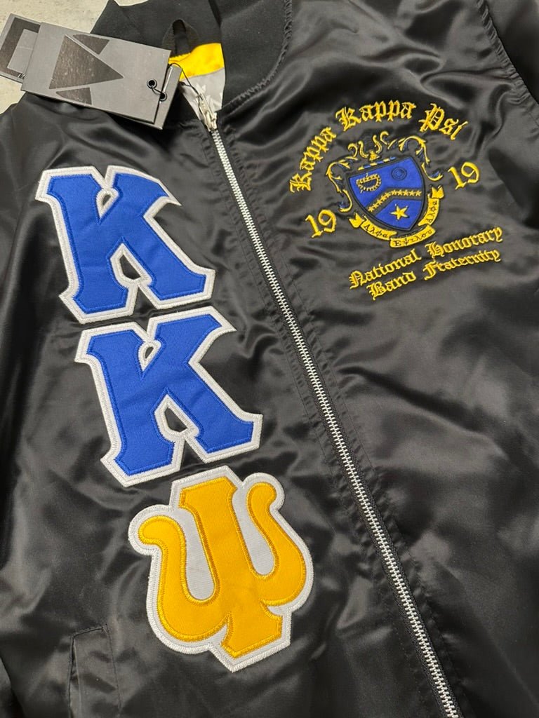 Kappa Kappa Psi Satin Bomber Jacket - Black - Size Small - DVN