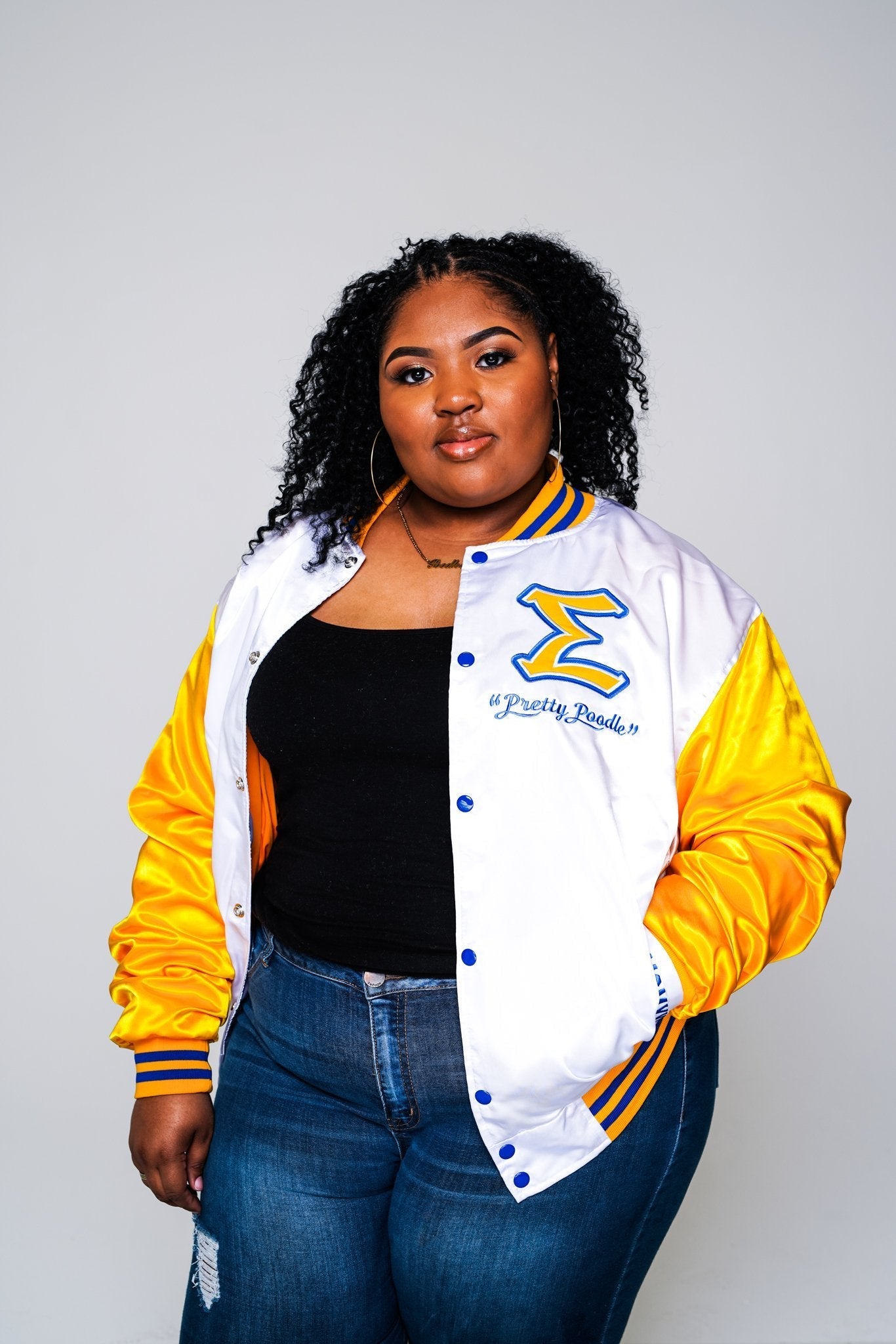 SGRho Varsity Satin Baseball Jacket - Size L - DVN