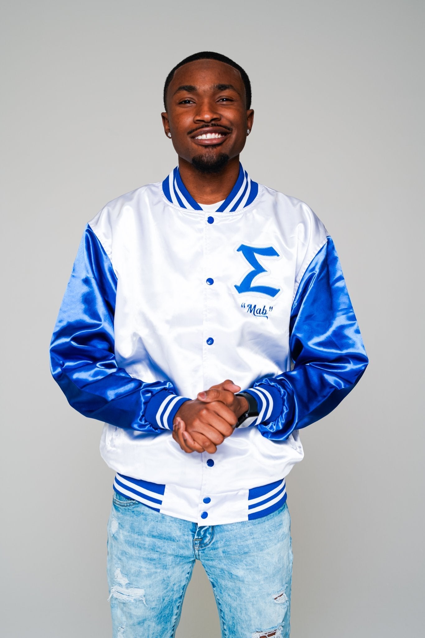 Sigma Varsity Satin Baseball Jacket - Size L - DVN