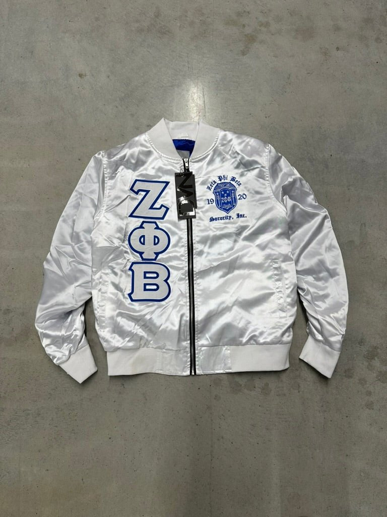 Zeta OG Satin Bomber Jacket - White - Size L (No Stuffing) - 1 of 1 - DVN