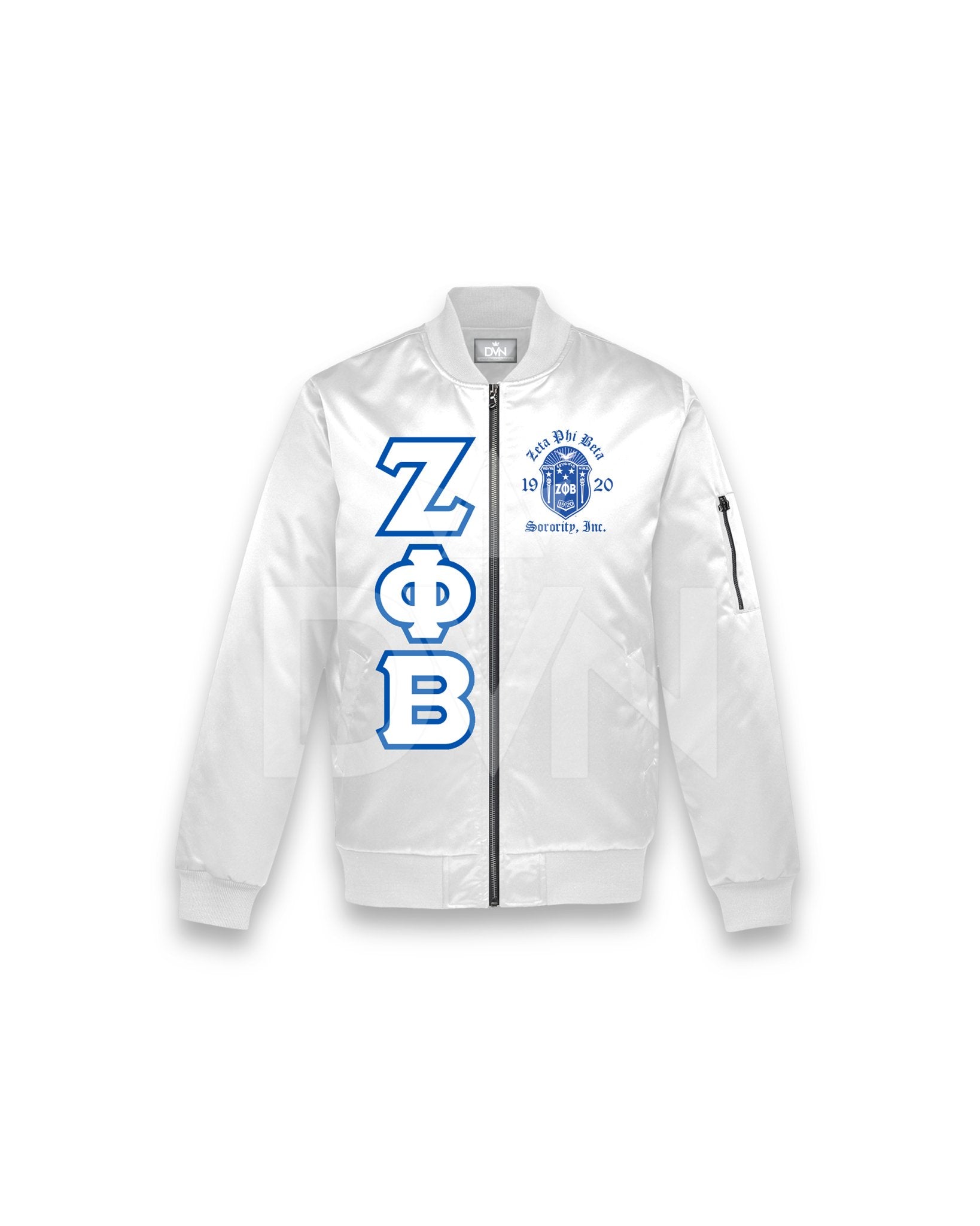 Zeta OG Satin Bomber Jacket - White - Size M - DVN