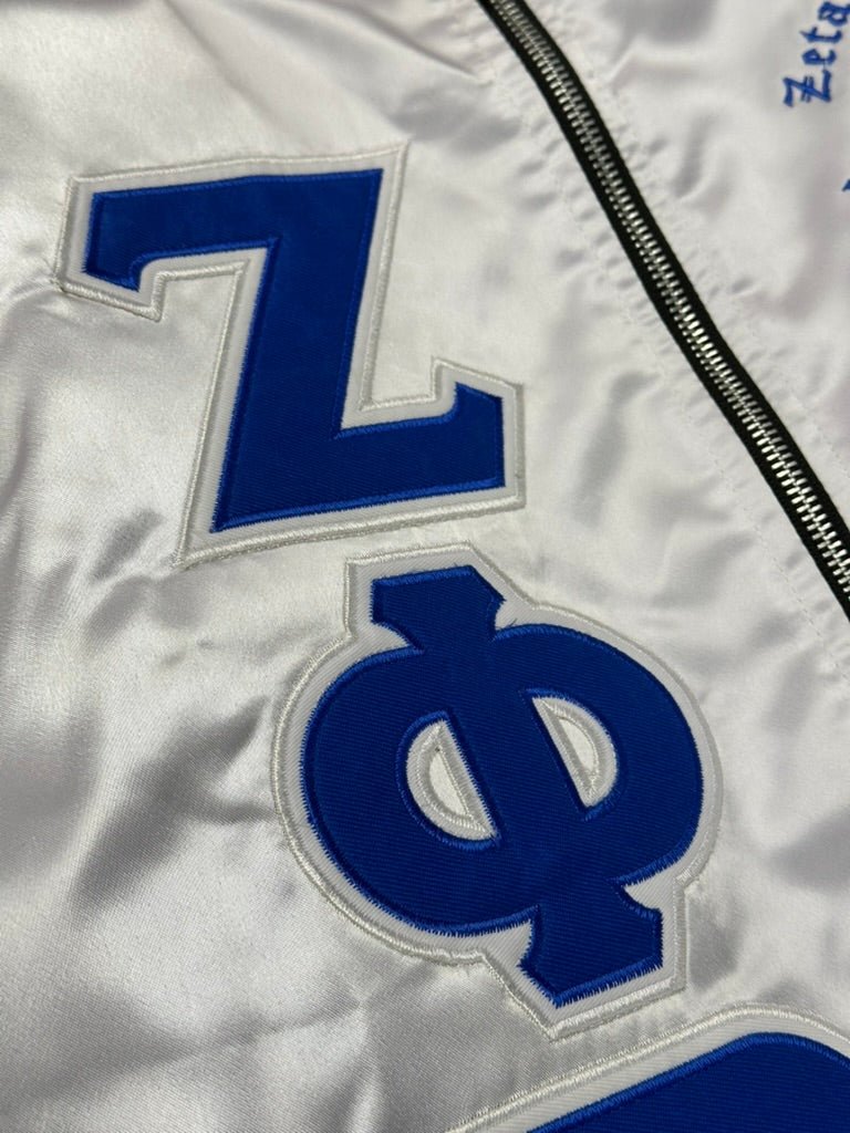 Zeta OG Satin Bomber Jacket - White - Size XL - DVN