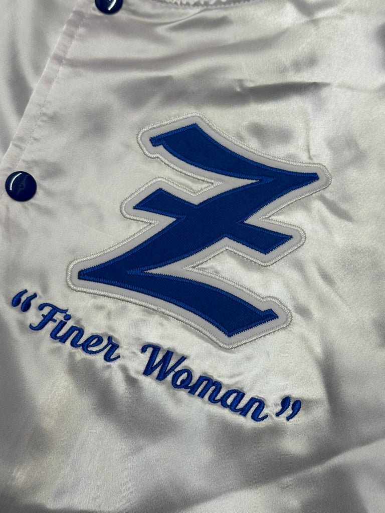 Zeta Phi Beta Varsity Satin Baseball Jacket - Size L - DVN