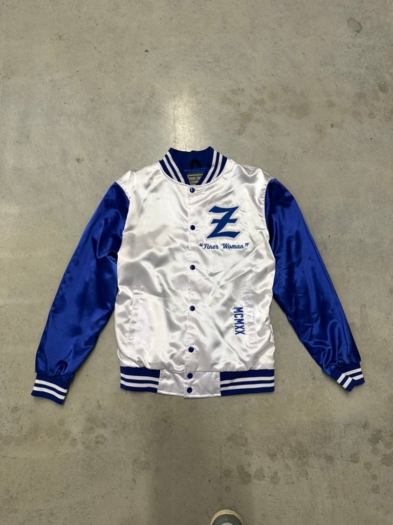 Zeta Phi Beta Varsity Satin Baseball Jacket - Size L - DVN