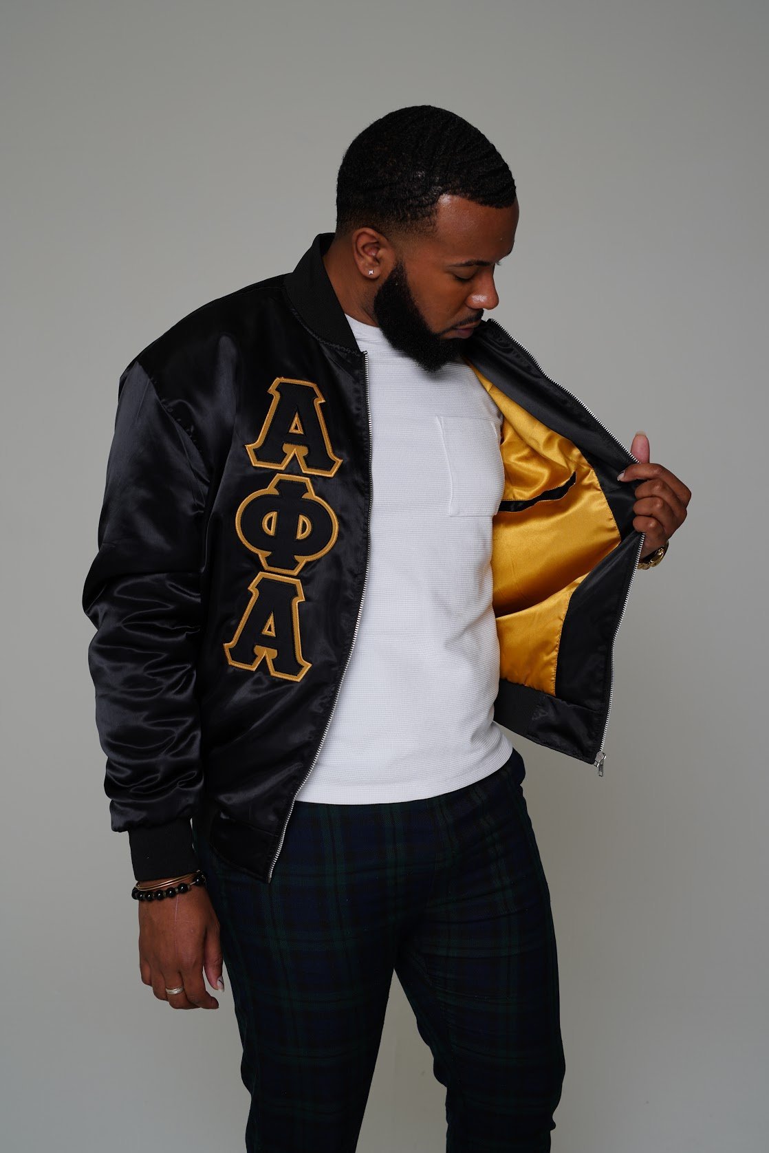 Alpha Phi Alpha Satin Bomber Jacket - DVN Co.