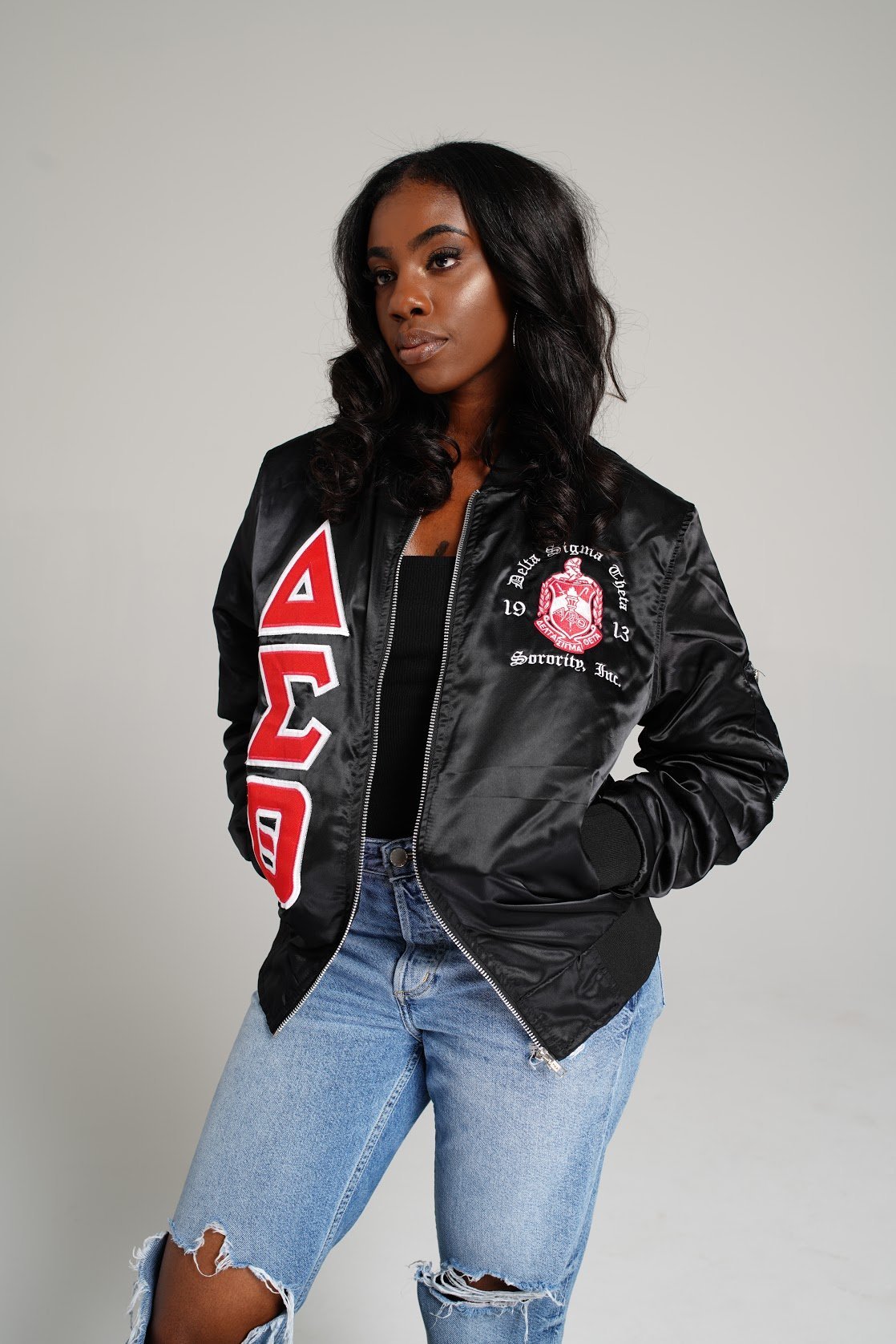 Delta Sigma Theta Satin Bomber Jacket - DVN Co.