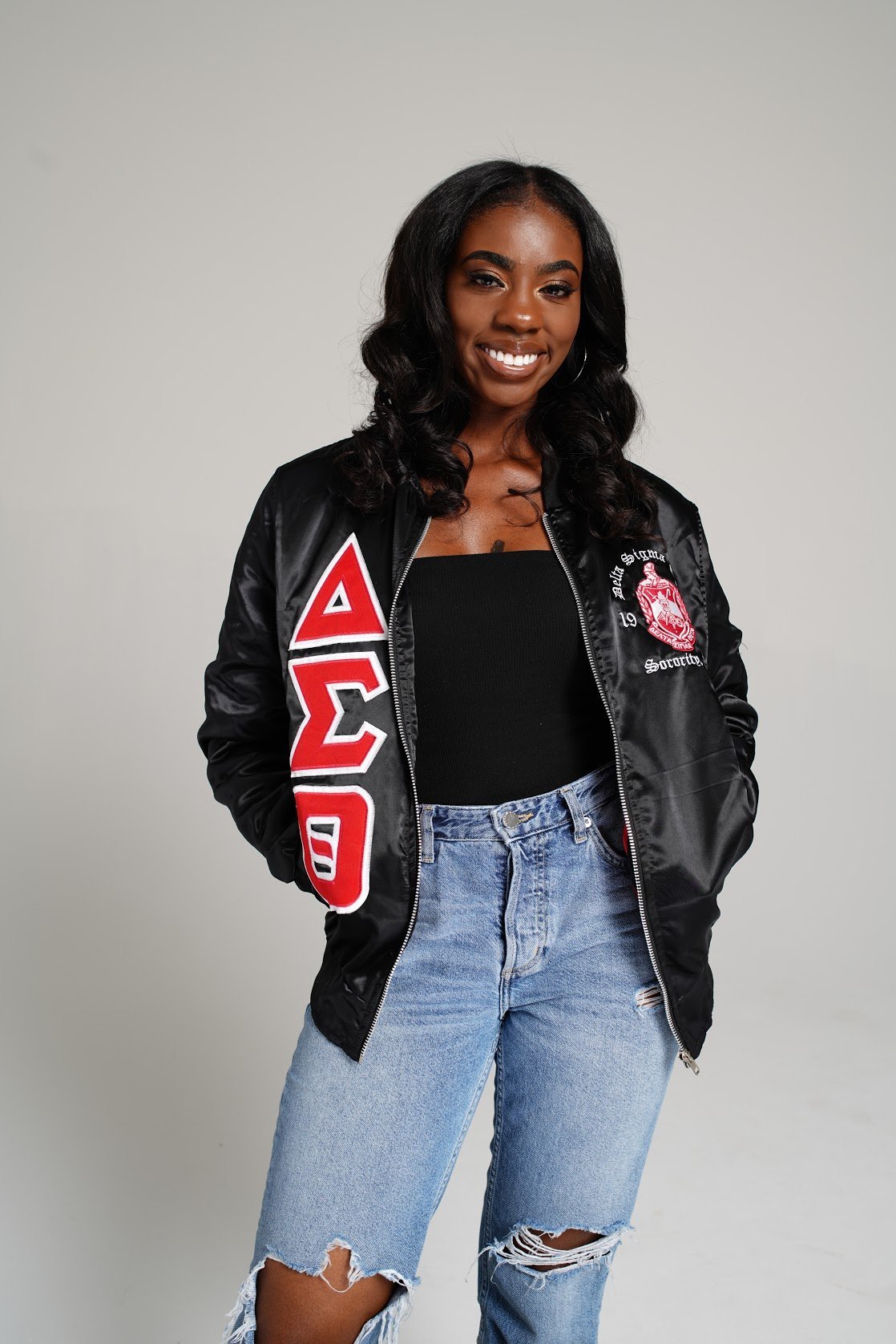 Delta Sigma Theta Satin Bomber Jacket - DVN Co.