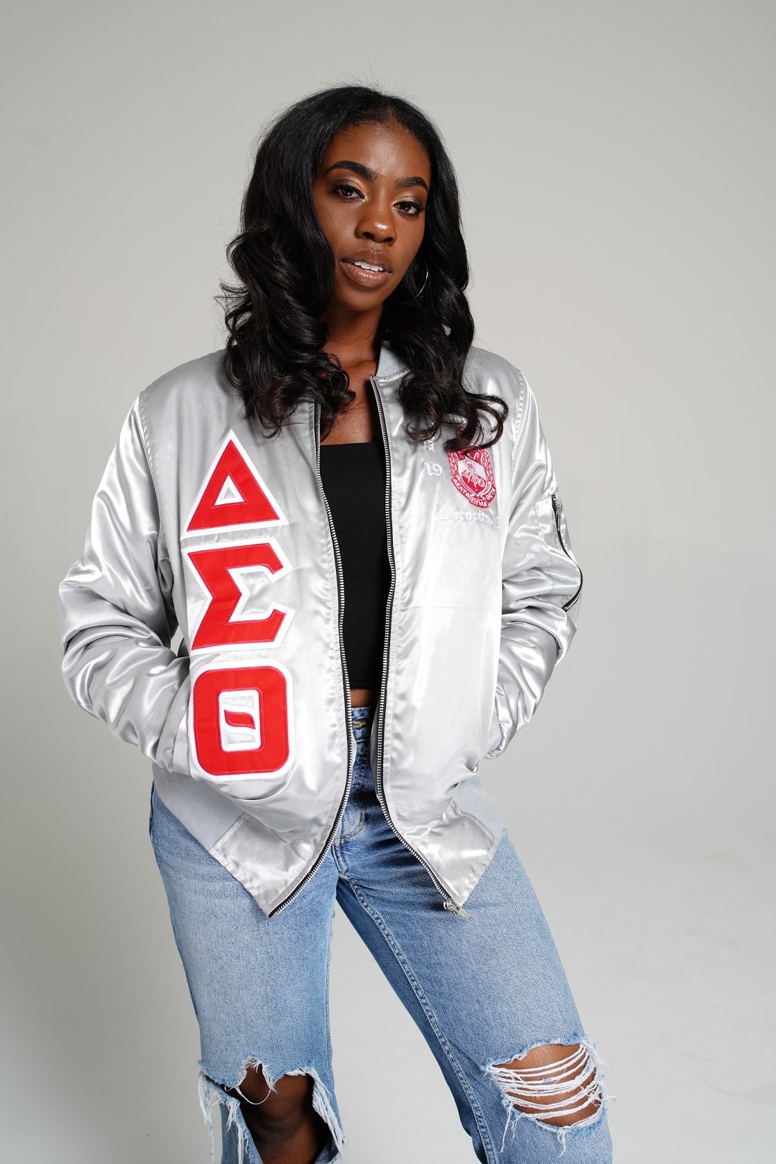 Delta Sigma Theta Satin Bomber Jacket - DVN Co.