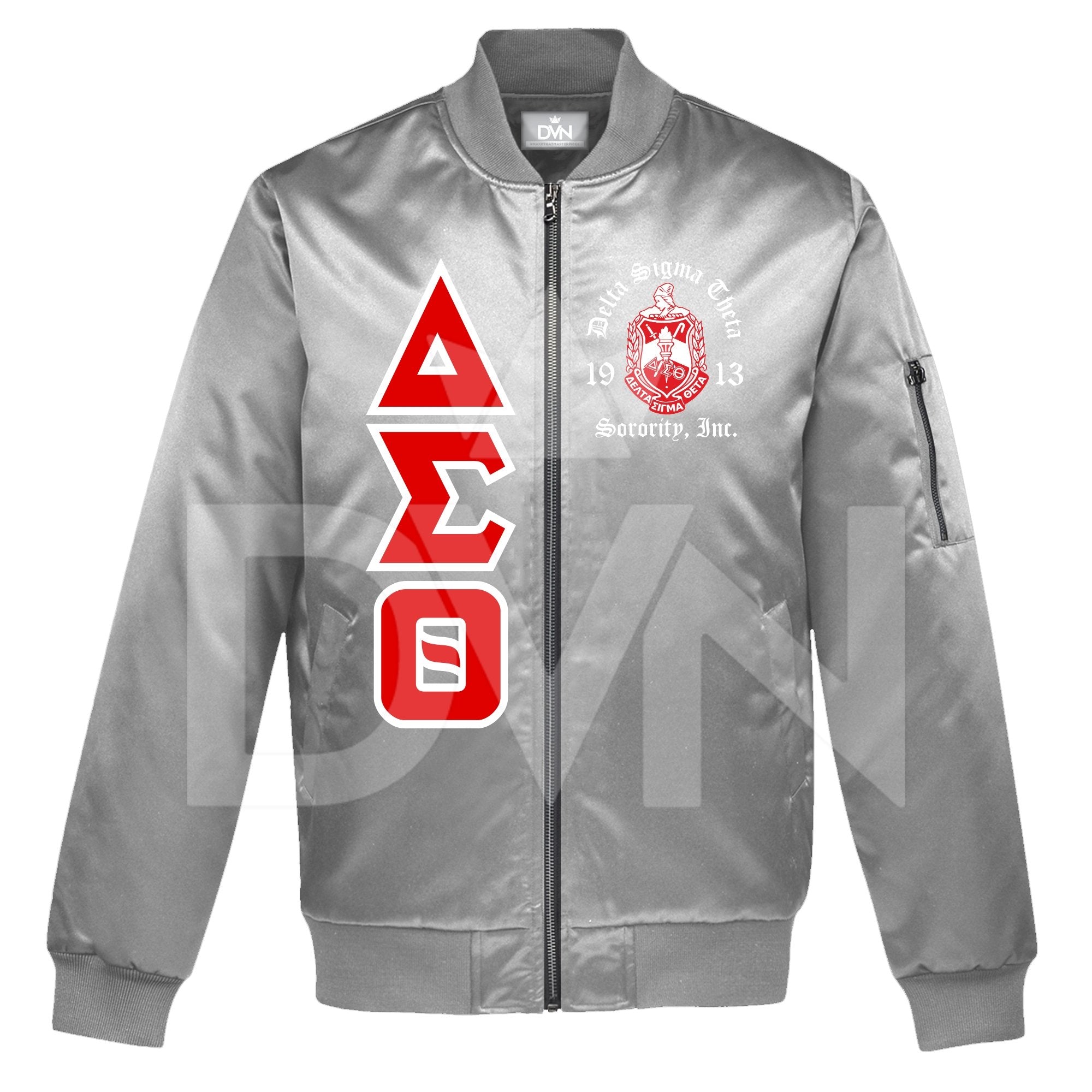 Delta Sigma Theta Satin Bomber Jacket (Custom) - DVN Co.