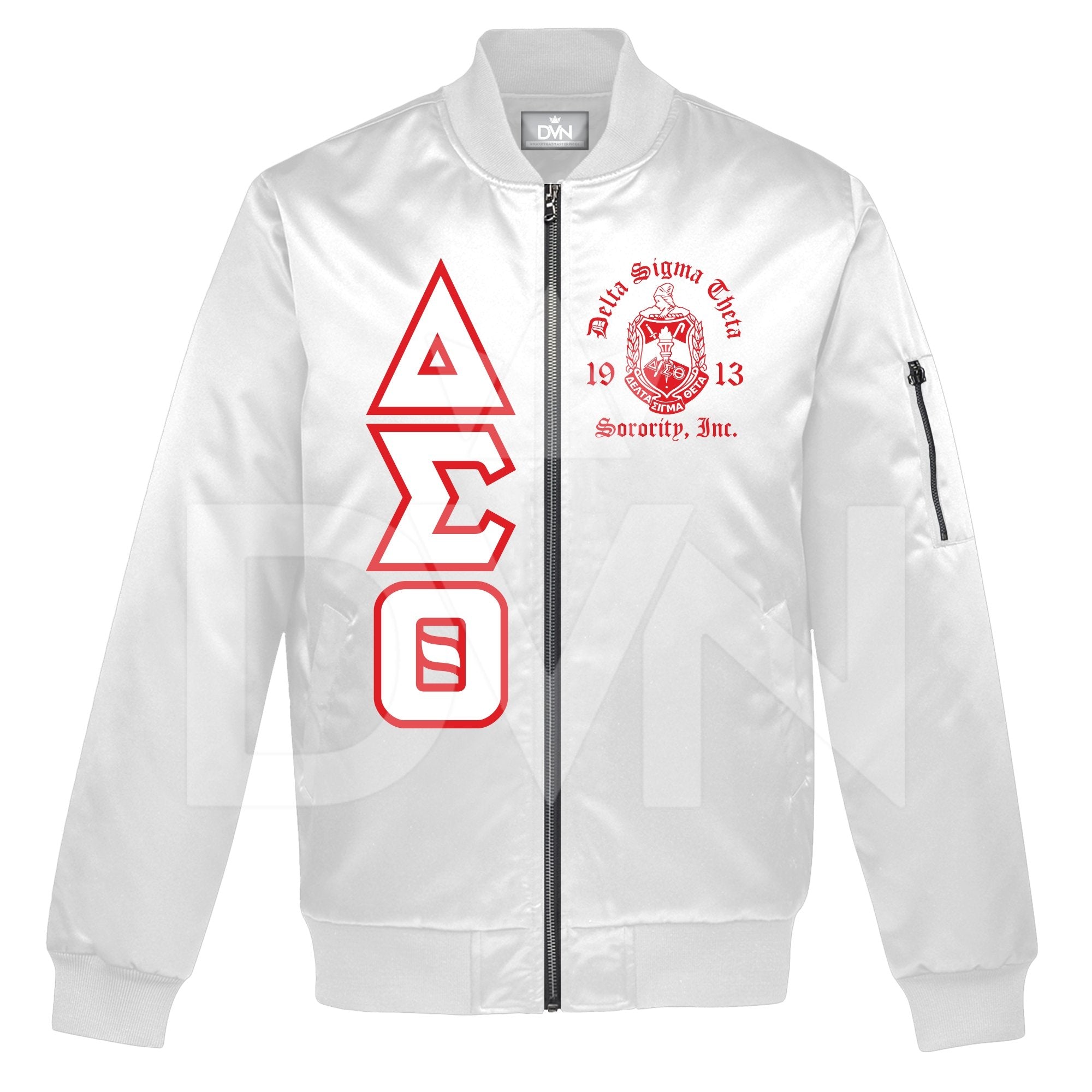 Delta Sigma Theta Satin Bomber Jacket (Custom) - DVN Co.