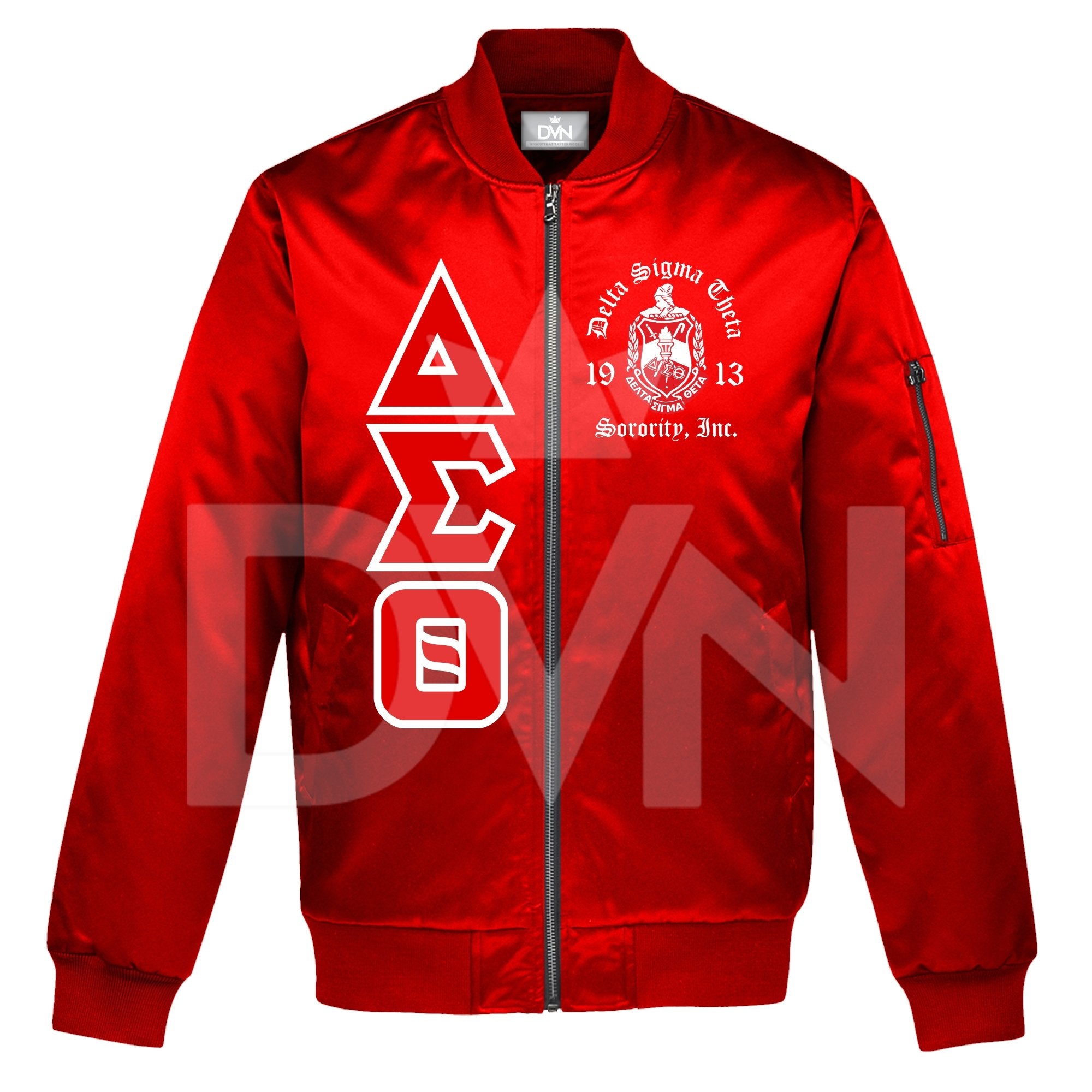 Delta Sigma Theta Satin Bomber Jacket (Custom) - DVN Co.