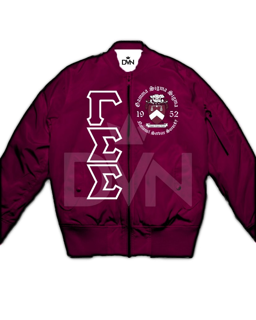 Gamma Sigma Sigma Satin Bomber Jacket - DVN Co.