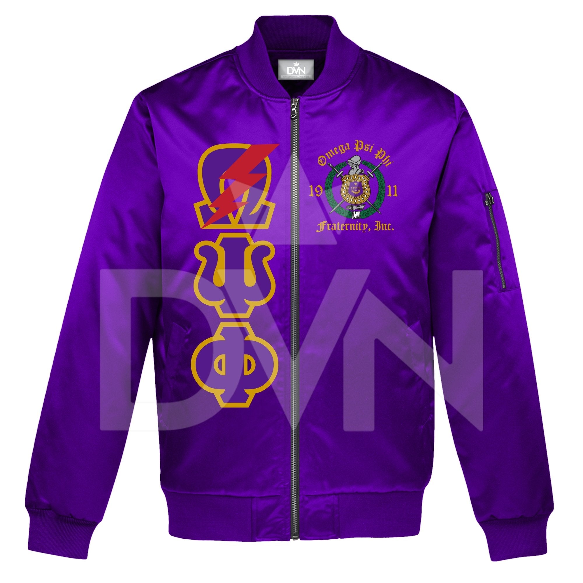 Omega Psi Phi Satin Bomber Jacket (Custom) - DVN Co.