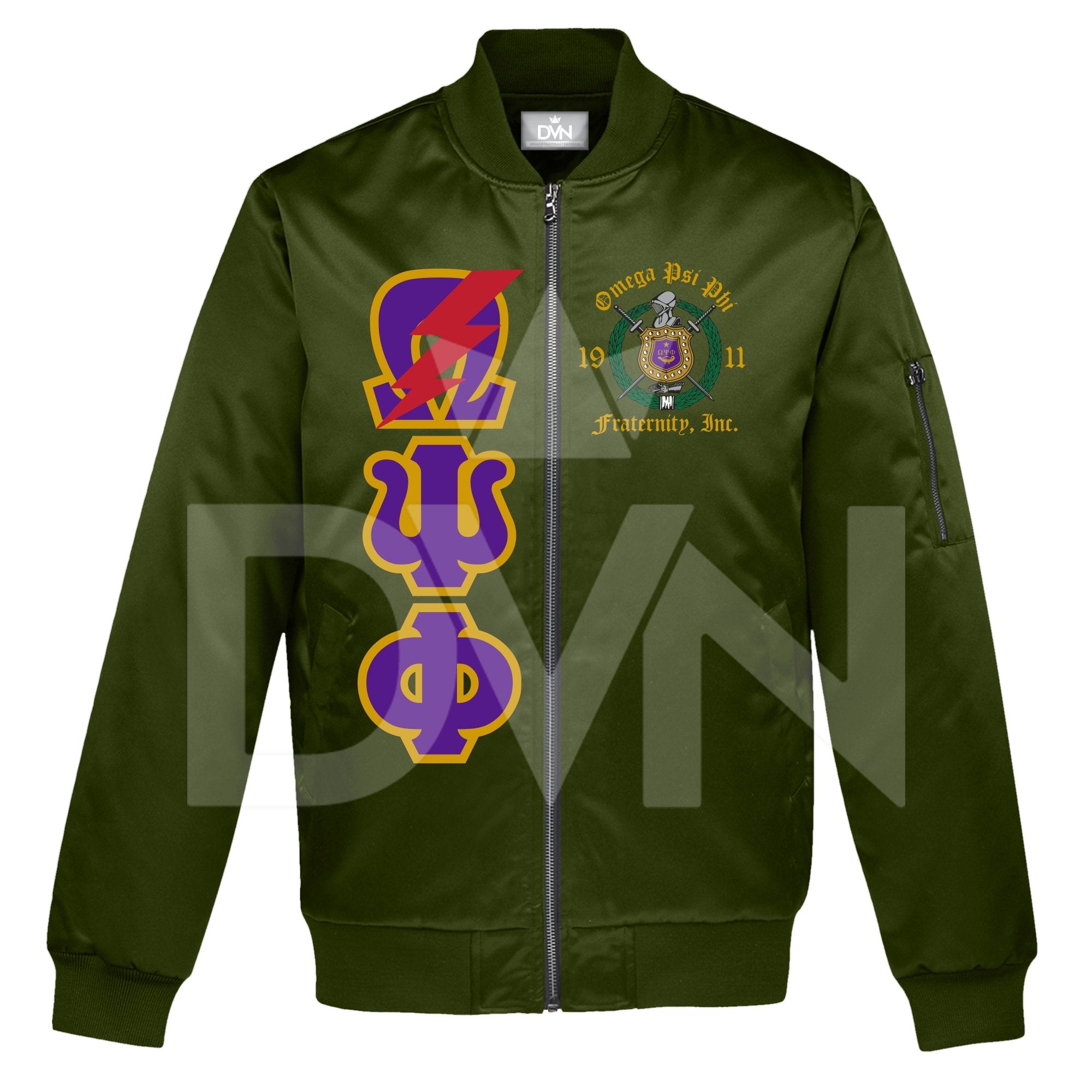 Omega Psi Phi Satin Bomber Jacket (Custom) - DVN Co.