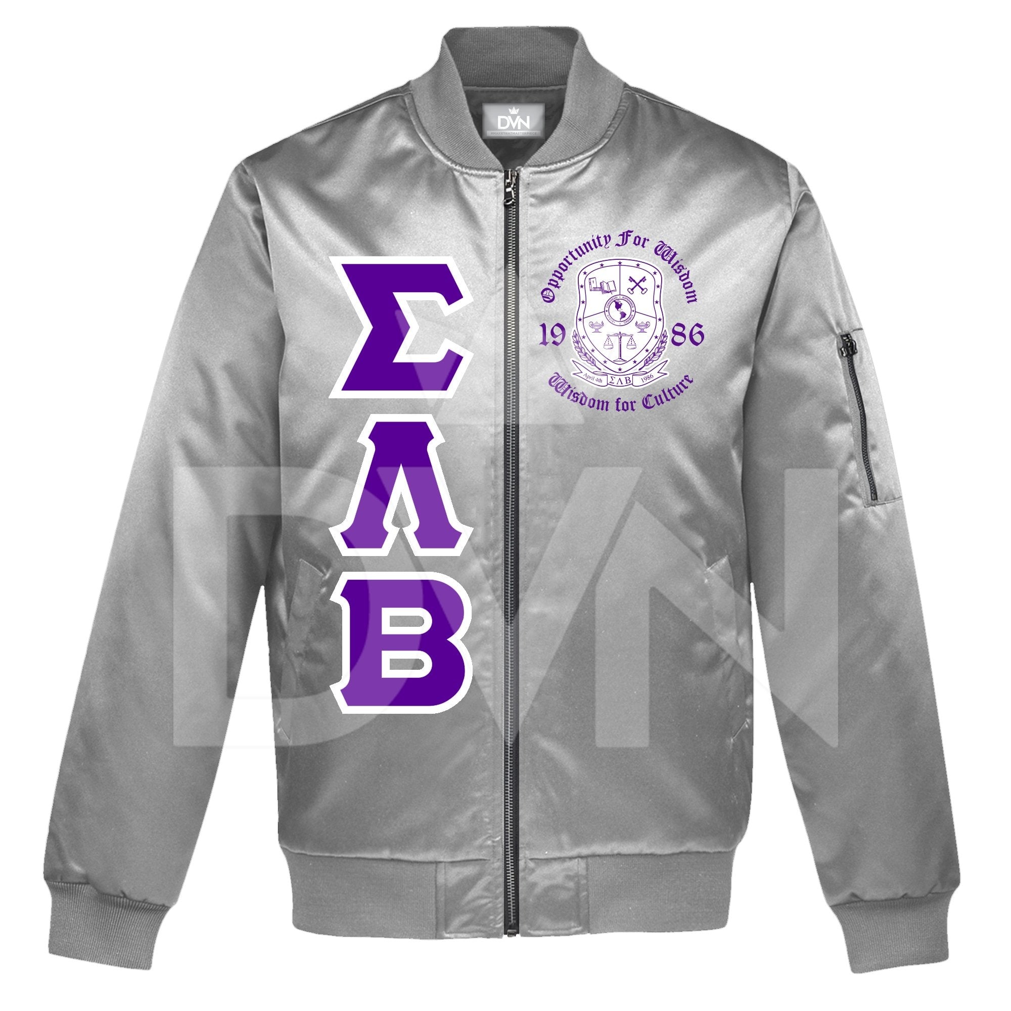 Sigma Lambda Beta Satin Bomber Jacket (Custom) - DVN Co.