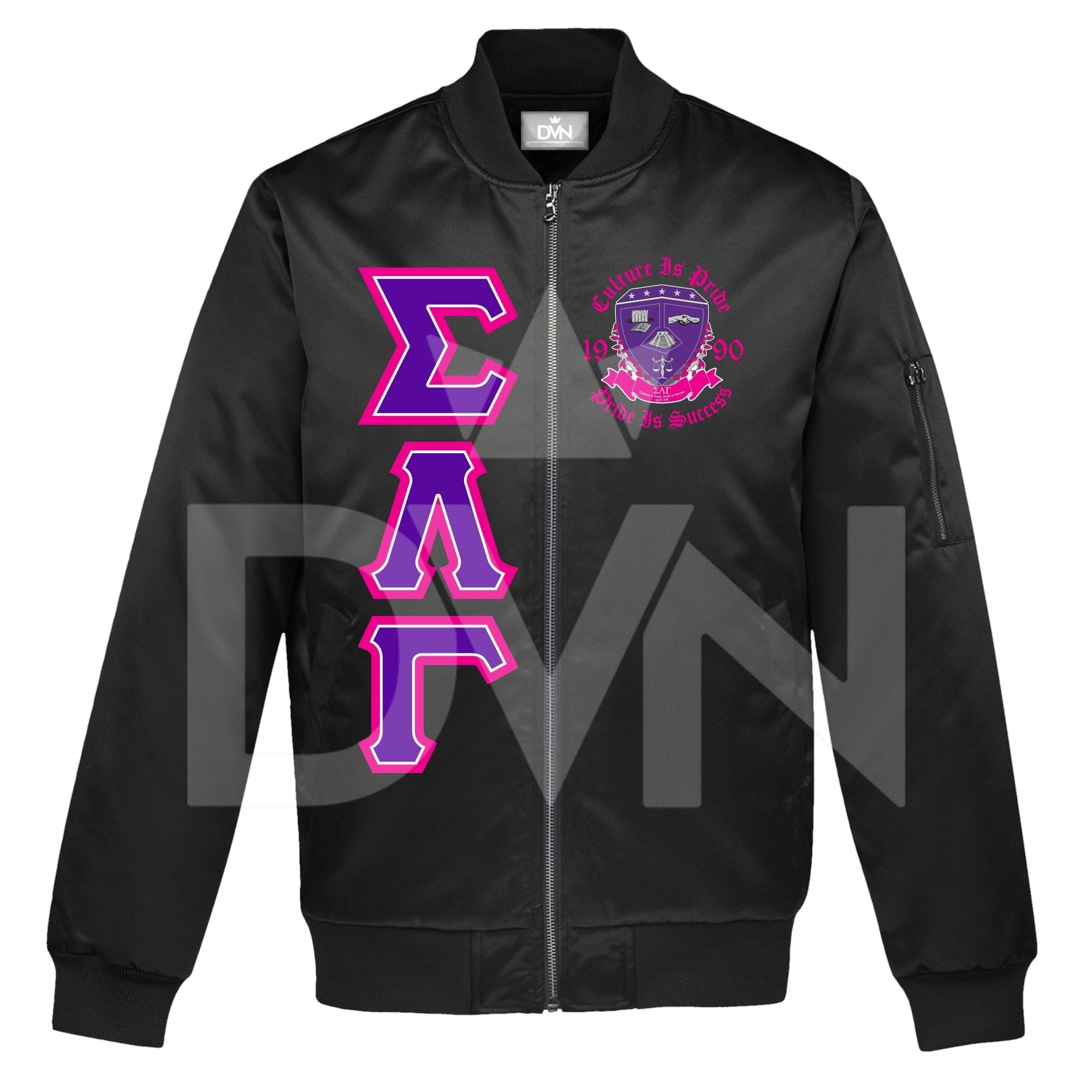 Sigma Lambda Gamma Satin Bomber Jacket (Custom) - DVN Co.