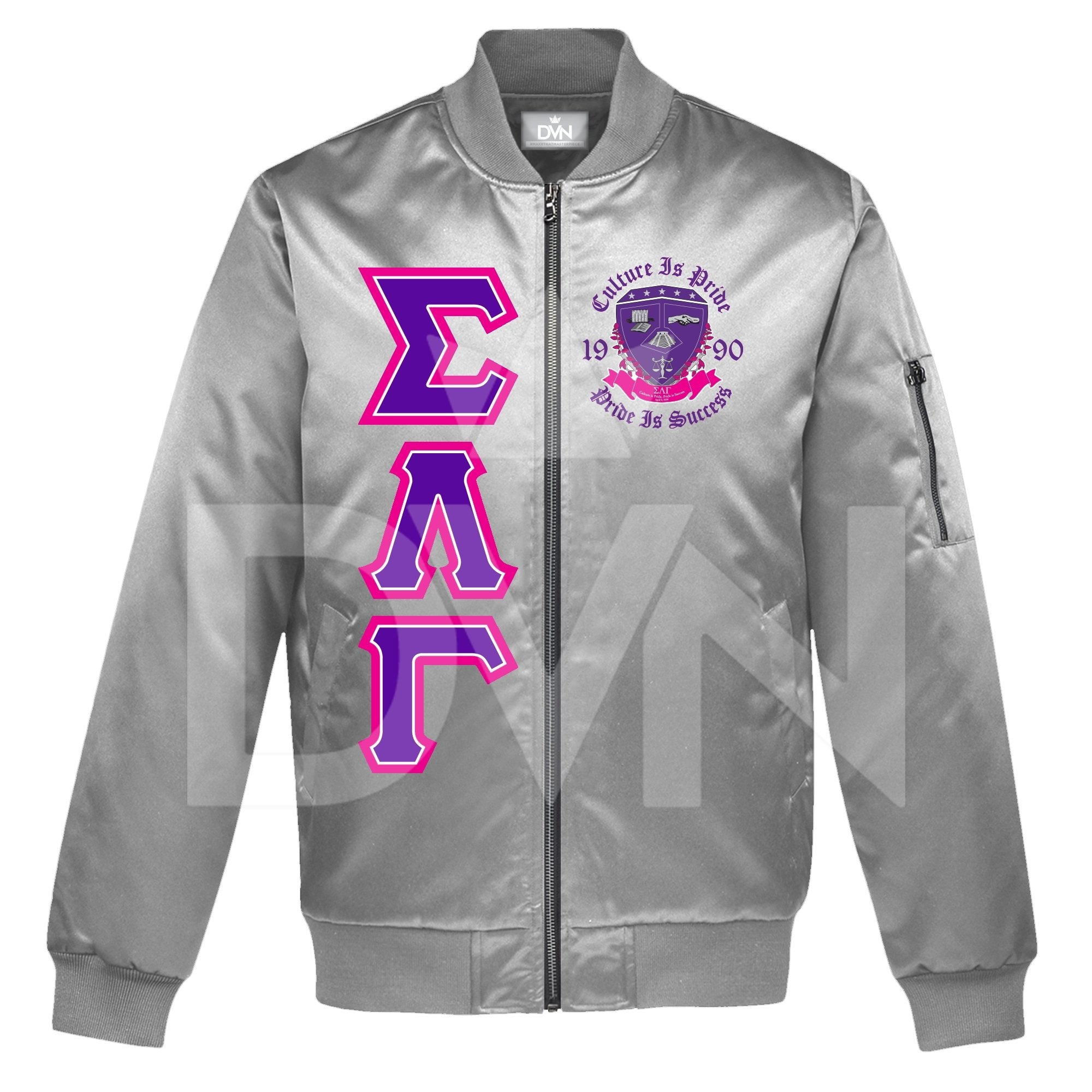 Sigma Lambda Gamma Satin Bomber Jacket (Custom) - DVN Co.