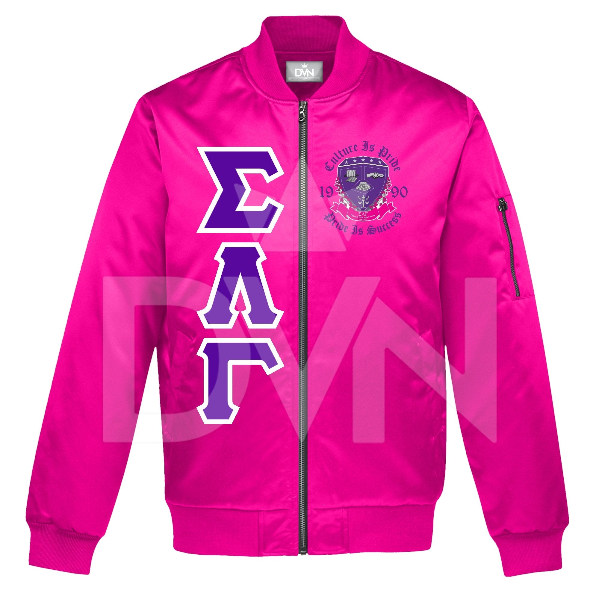 Sigma Lambda Gamma Satin Bomber Jacket (Custom) - DVN Co.