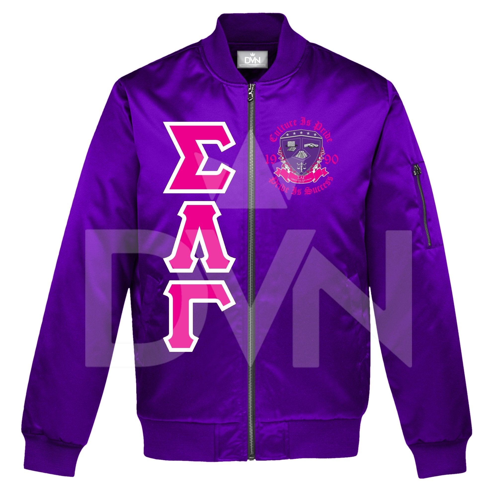 Sigma Lambda Gamma Satin Bomber Jacket (Custom) - DVN Co.